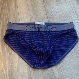 Calvin Klein Navy and Purple Striped Briefs